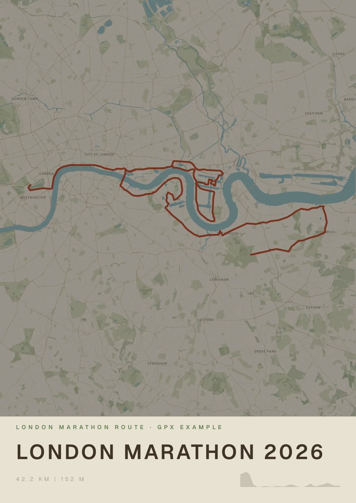 Single-route print of the London Marathon