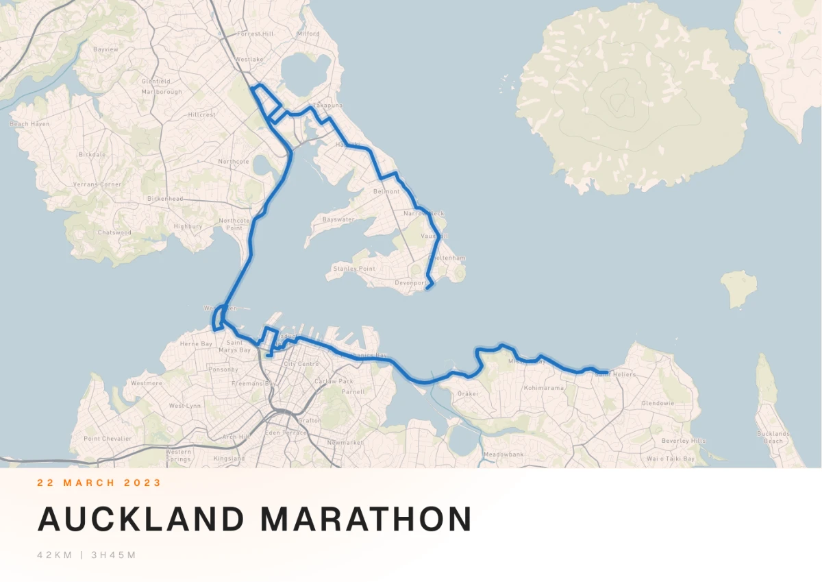 Auckland Marathon route print