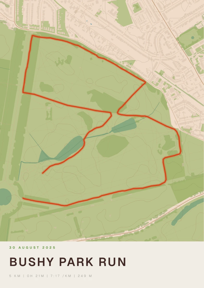 Bushy Park Run route print