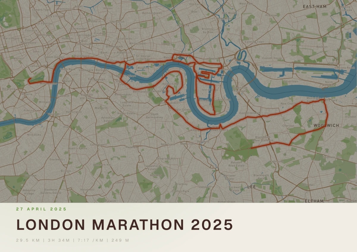 London Marathon route print