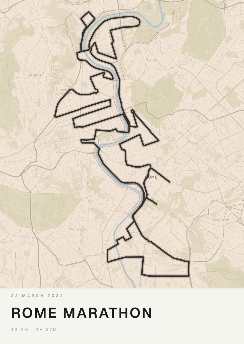 Rome Marathon route print