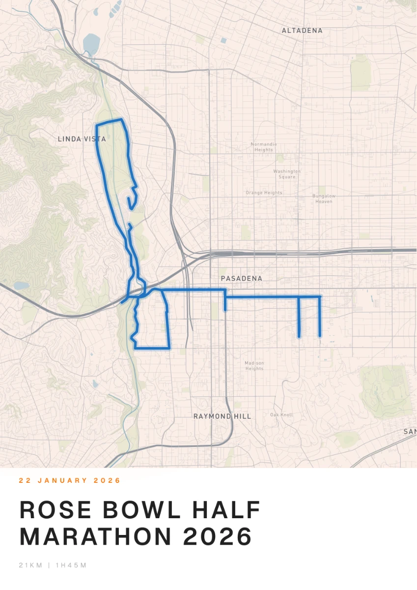 Rose Bowl Half Marathon 2026 route print